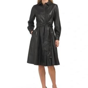 Kobi Halperin Wyatt medium long sleeve faux leather shirtdress D2 3298